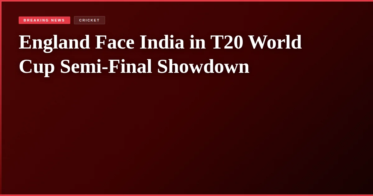 England Face India in T20 World Cup Semi-Final Showdown