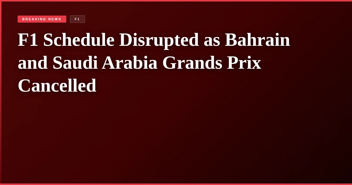 F1 Schedule Disrupted as Bahrain and Saudi Arabia Grands Prix Cancelled