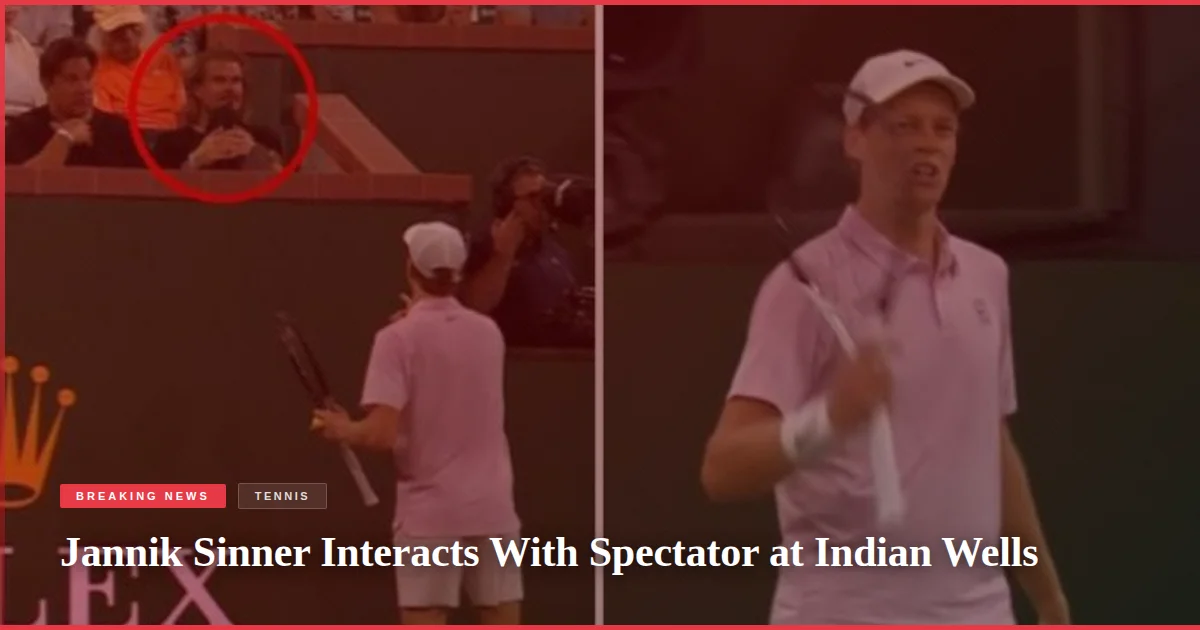 Jannik Sinner Interacts With Spectator at Indian Wells