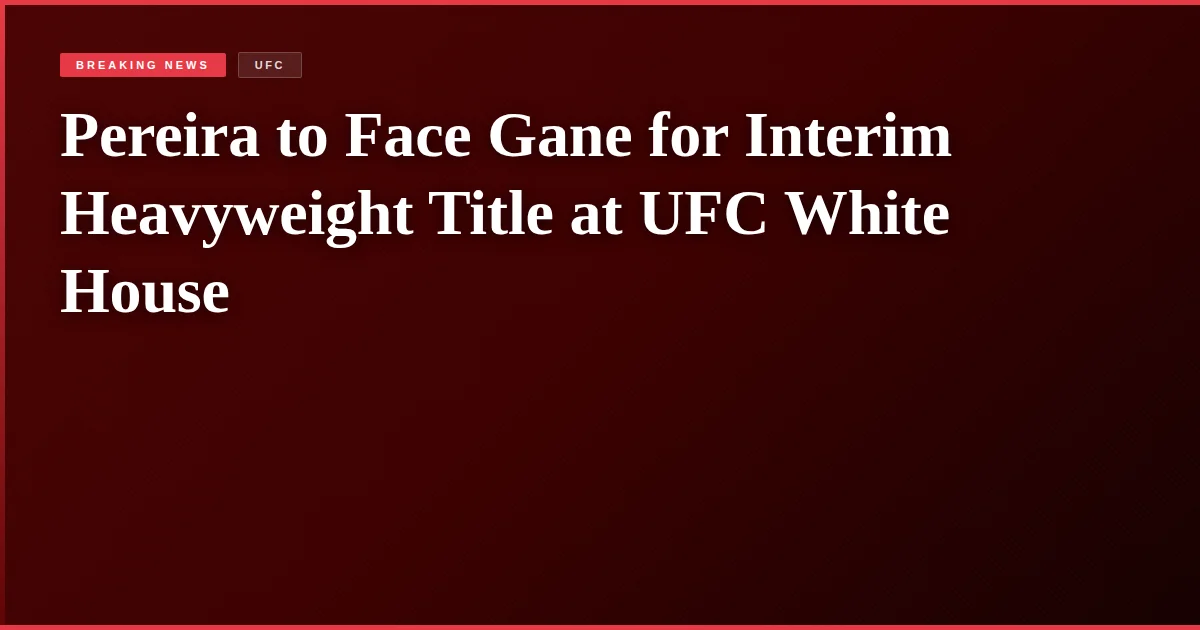 Pereira to Face Gane for Interim Heavyweight Title at UFC White House