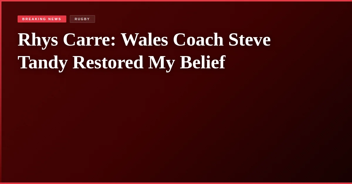 Rhys Carre: Wales Coach Steve Tandy Restored My Belief