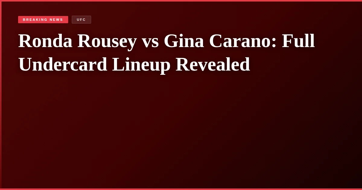 Ronda Rousey vs Gina Carano: Full Undercard Lineup Revealed