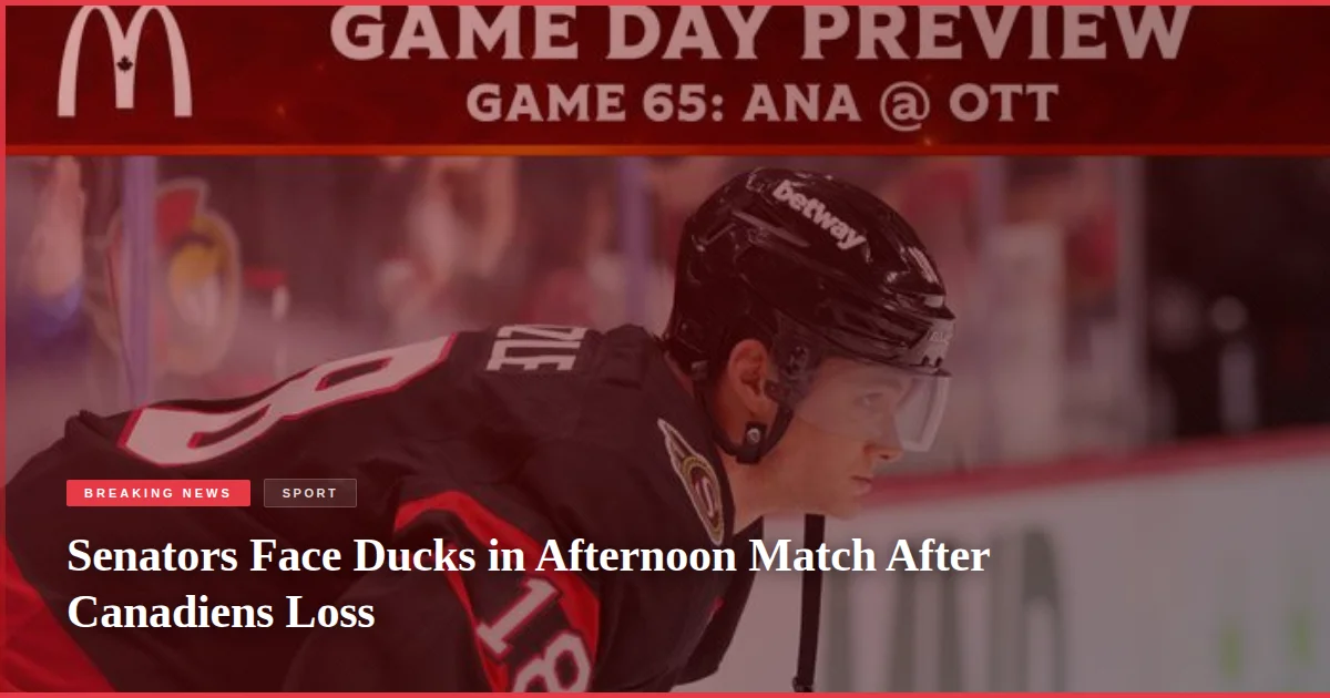 Senators Face Ducks in Afternoon Match After Canadiens Loss