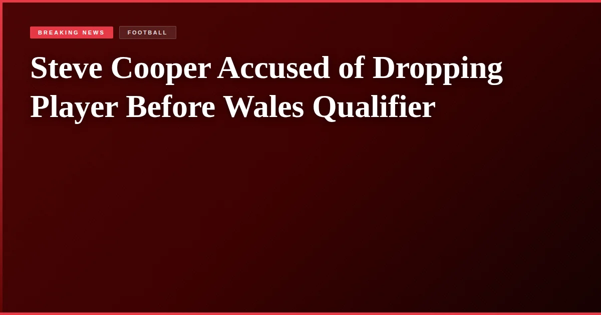 Steve Cooper Accused of Dropping Player Before Wales Qualifier
