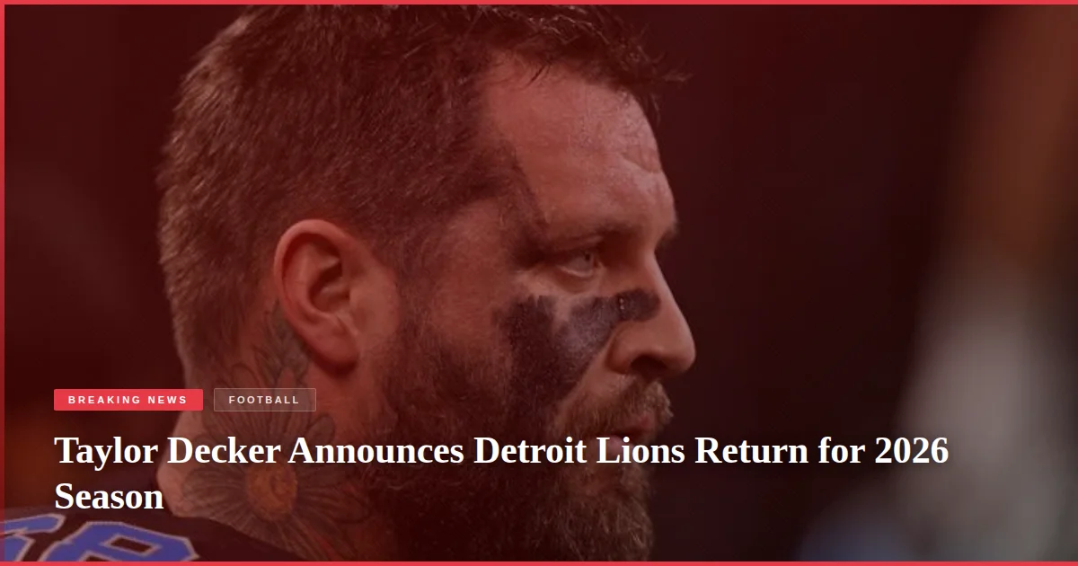 Taylor Decker Announces Detroit Lions Return for 2026 Season