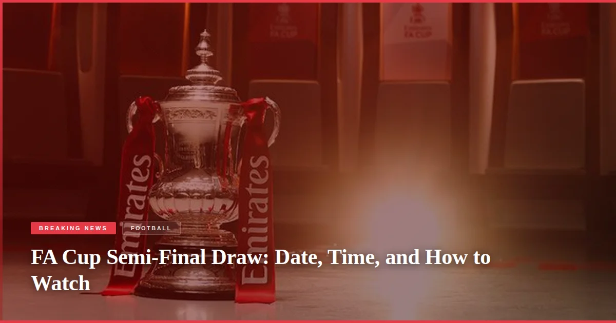 FA Cup Semi-Final Draw: Date, Time, and How to Watch