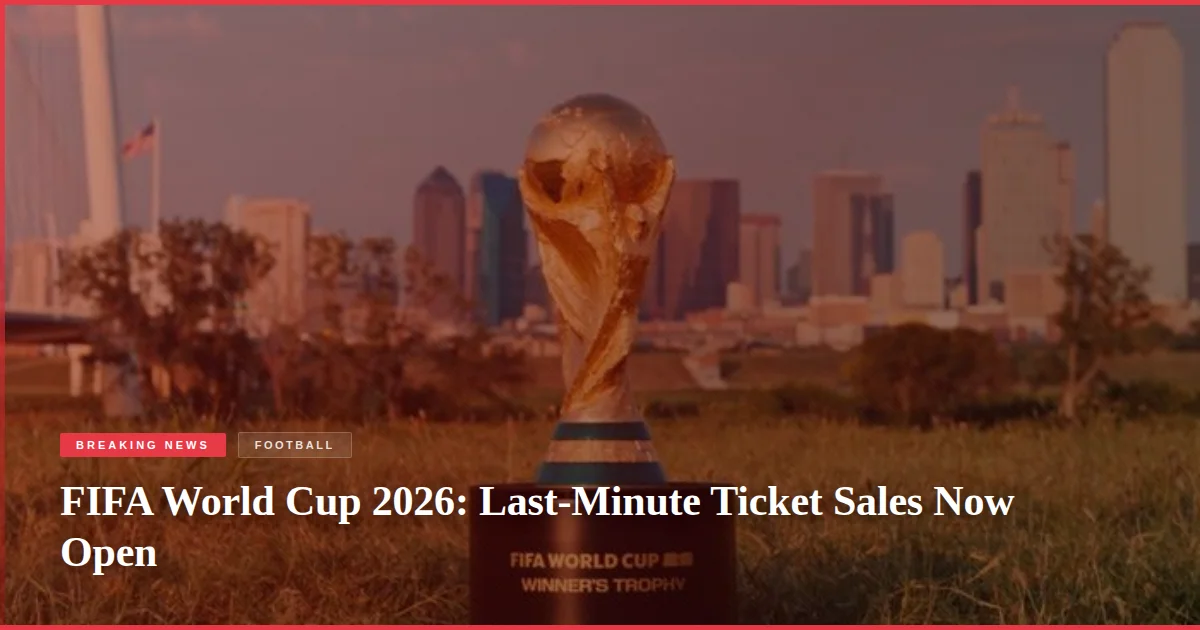 FIFA World Cup 2026: Last-Minute Ticket Sales Now Open