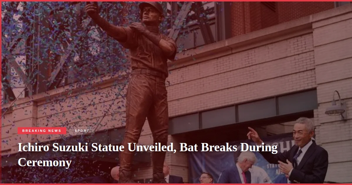 Ichiro Suzuki Statue Unveiled, Bat Breaks During Ceremony
