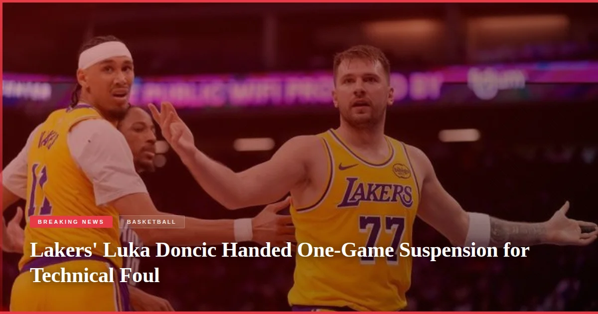 Lakers' Luka Doncic Handed One-Game Suspension for Technical Foul