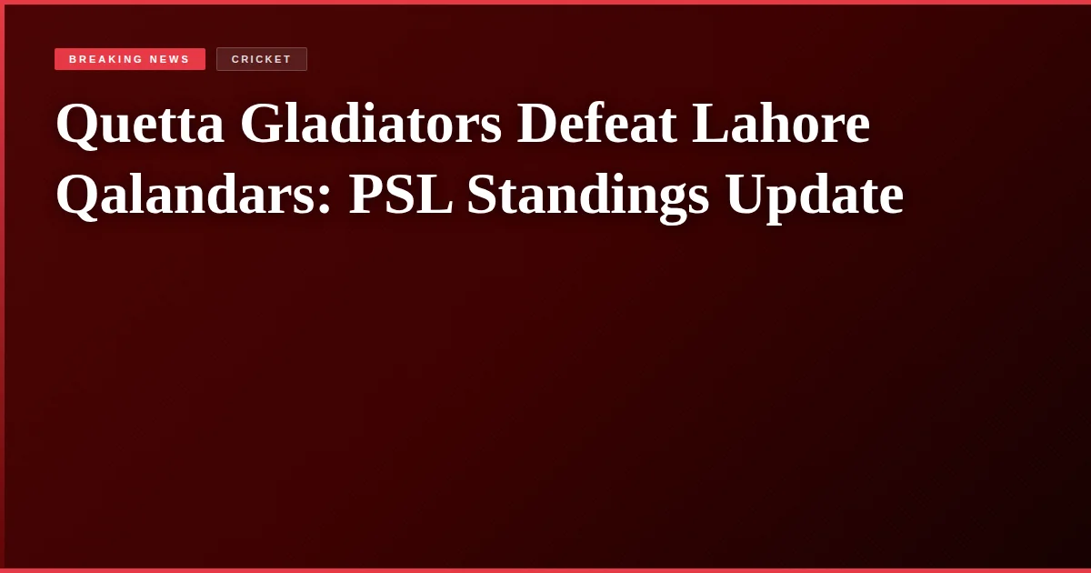 Quetta Gladiators Defeat Lahore Qalandars: PSL Standings Update