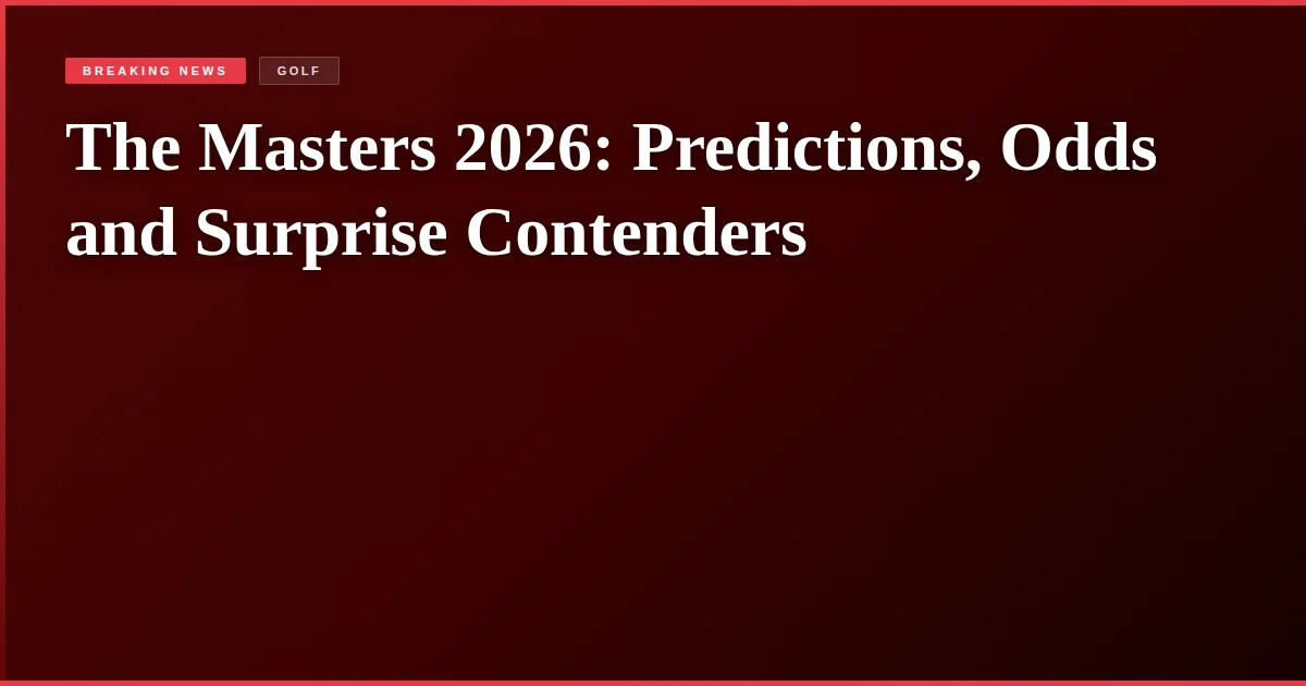 The Masters 2026: Predictions, Odds and Surprise Contenders