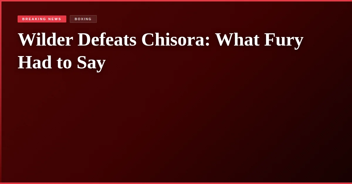 Wilder Defeats Chisora: What Fury Had to Say