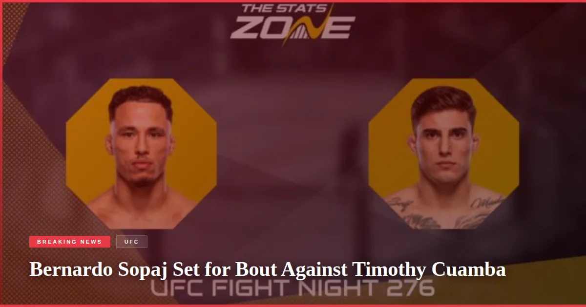 Bernardo Sopaj Set for Bout Against Timothy Cuamba