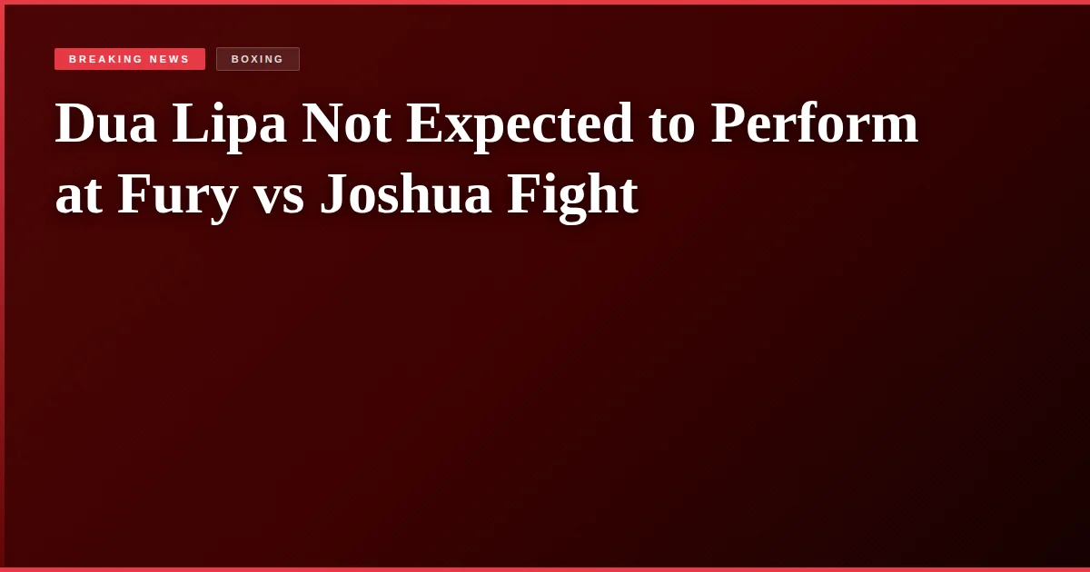 Dua Lipa Not Expected to Perform at Fury vs Joshua Fight