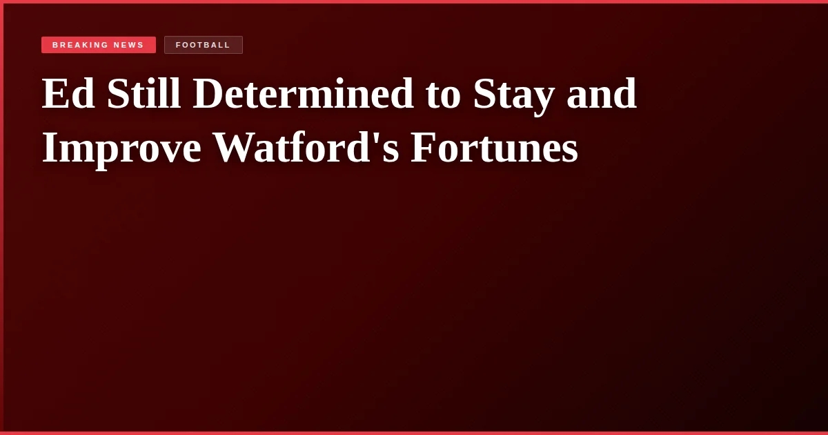 Ed Still Determined to Stay and Improve Watford's Fortunes