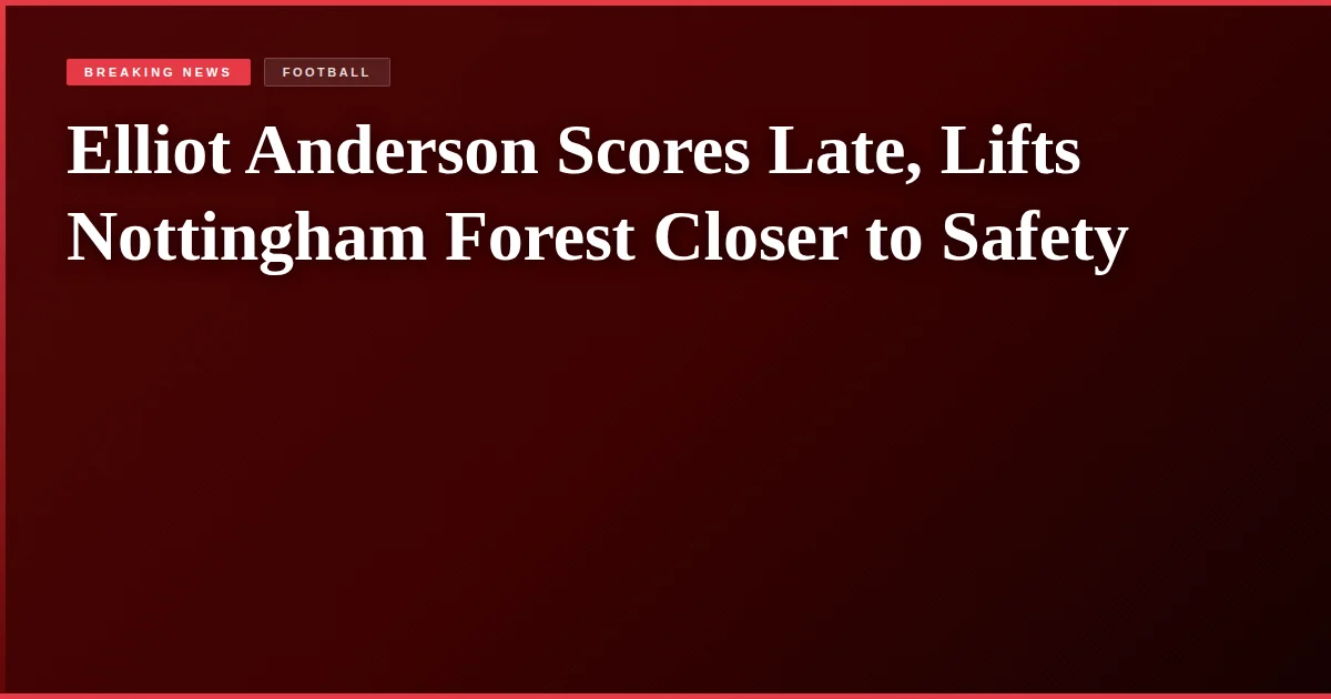 Elliot Anderson Scores Late, Lifts Nottingham Forest Closer to Safety