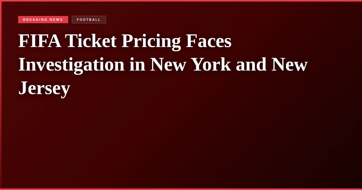 FIFA Ticket Pricing Faces Investigation in New York and New Jersey