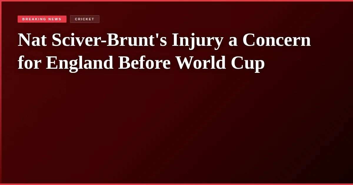 Nat Sciver-Brunt's Injury a Concern for England Before World Cup