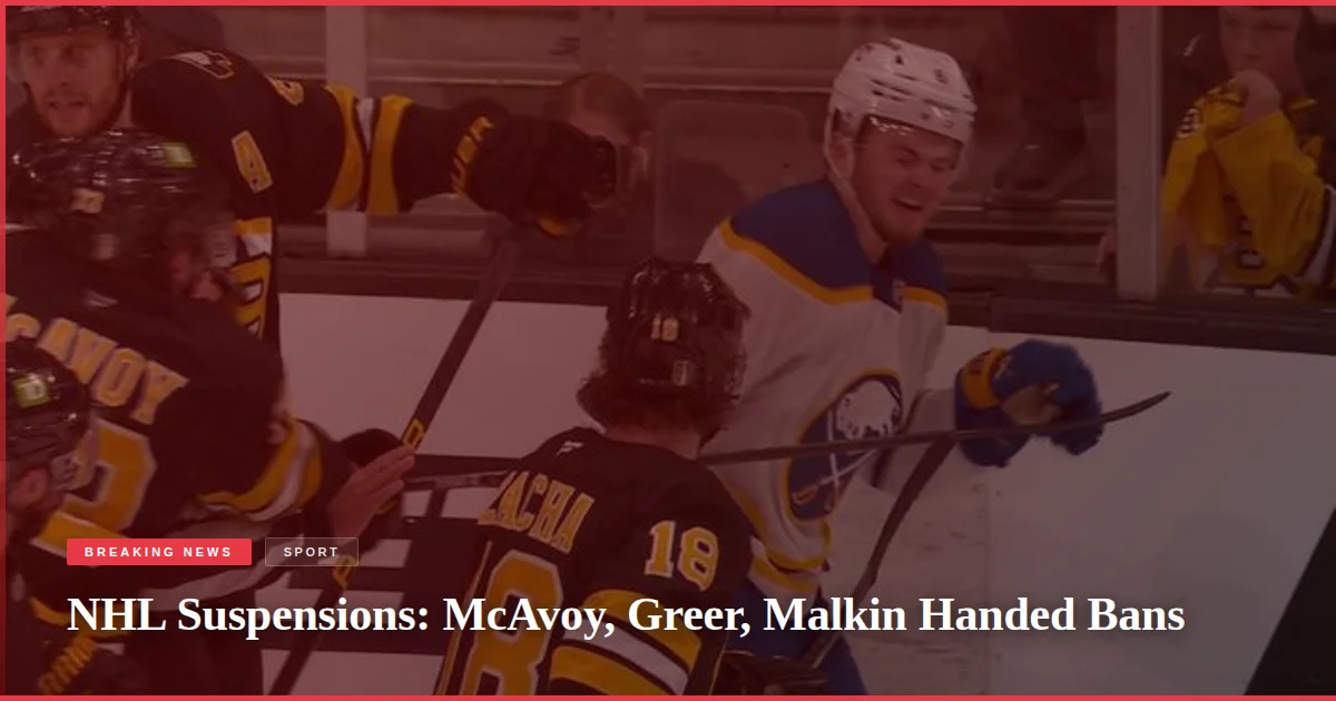 NHL Suspensions: McAvoy, Greer, Malkin Handed Bans