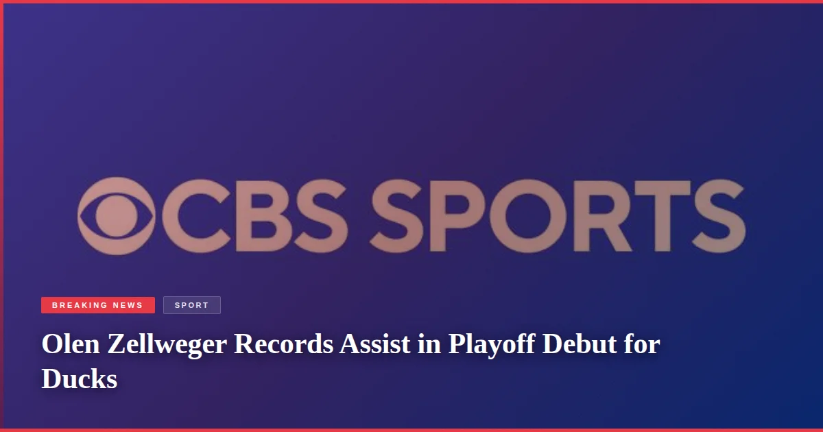Olen Zellweger Records Assist in Playoff Debut for Ducks