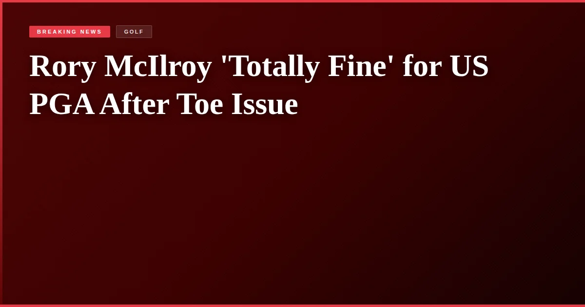 Rory McIlroy 'Totally Fine' for US PGA After Toe Issue