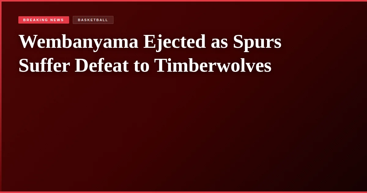 Wembanyama Ejected as Spurs Suffer Defeat to Timberwolves