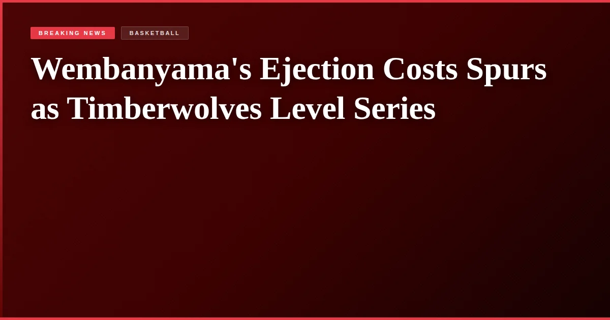 Wembanyama's Ejection Costs Spurs as Timberwolves Level Series